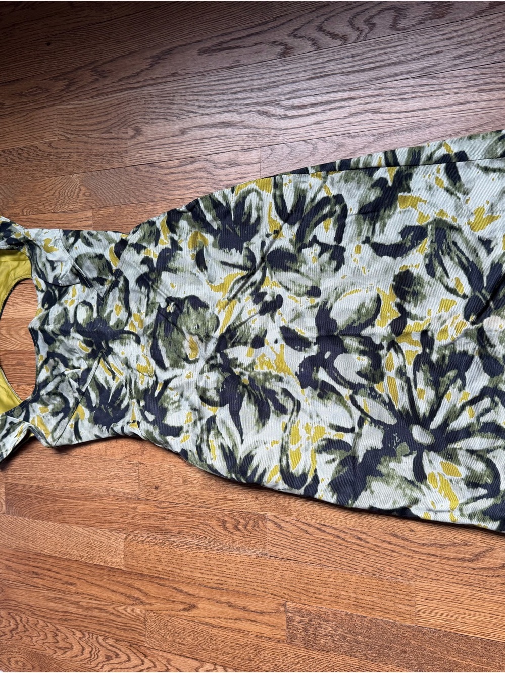 Jessica Simpson Olive Green Abstract Floral Sleeveless Shift Dress Size 2